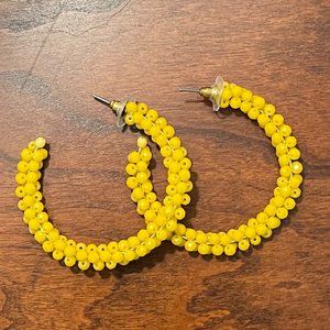Yellow bead large hoops